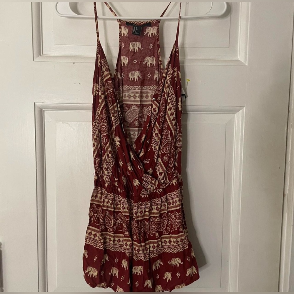 Forever 21 Red Elephant Print Romper